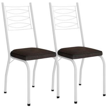 Imagem de Kit 2 Cadeiras Tubular Europa 262 Branco Assento Madeira Imbuia Artef Madeira Imbuia