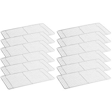 Imagem de OCS Parts Pacote com 12 grelhas de aço inoxidável de 25,4 cm x 45,7 cm para panelas de mesa a vapor de tamanho completo | Grelha de resfriamento com pés para mesas de vapor, assadeiras e frigideiras