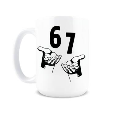 Imagem de Hogg Caneca 67 Meme, xícara de café de cerâmica de 425 g, caneca 6 7, 6 7 meme, 6-7 xícara de café, presente de elefante branco, mercadoria viral 6-7, presentes divertidos