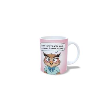 Imagem de Caneca de Cerâmica com Coruja Conselheira, Branca, 325ml, Design Divertido com Mensagens em Português (18903)