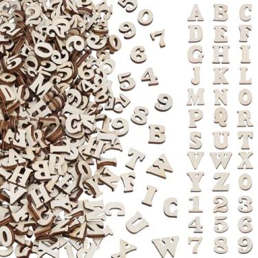 Imagem de WADORN 824 peças mini letras do alfabeto de madeira inacabada e números de madeira, letras de madeira A ~ Z número 0 ~ 9 conjunto de letras em branco números a granel para artes caseiras faça você