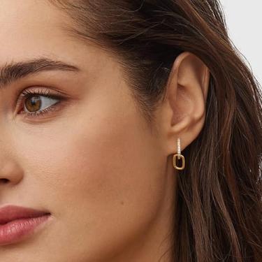Imagem de Conjunto de brincos pequenos de argola de ouro para mulheres, banhados a ouro 18 K, brincos leves para orelhas sensíveis, conjuntos de brincos diários para cartilagem e argola, 10mm, Aço inoxidável