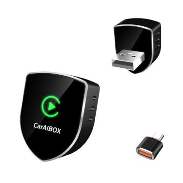 Imagem de doarhoo Adaptador CarPlay sem fio 2025 para Apple iPhone, tamanho pequeno Plug and Play, design mini USB para carros com Apple CarPlay com fio, conexão rápida e estável, adaptador sem fio para carro