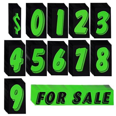 Imagem de Adesivos de número de vinil para carros - 12 dúzias (144 peças) adesivos de preço de para-brisa verde-limão grande 12 dúzias (144 peças) 7 1/2 polegadas | Suprimentos para concessionárias de carros