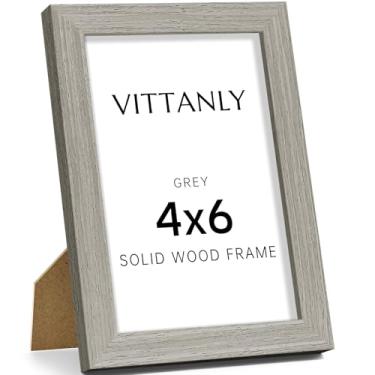 Imagem de Vittanly Porta-retrato 10 x 15 cm, moldura de madeira maciça com acrílico, inclui tapete de 9 x 12 cm, pendurar na parede ou mesa para decoração de casa, cinza, 1 pacote
