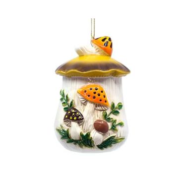 Imagem de Enfeite de Natal vintage de cogumelo – Decoração de cozinha retrô dos anos 70, design de lata de resina pintado à mão, presente para colecionadores e amantes vintage – Twinkltoast