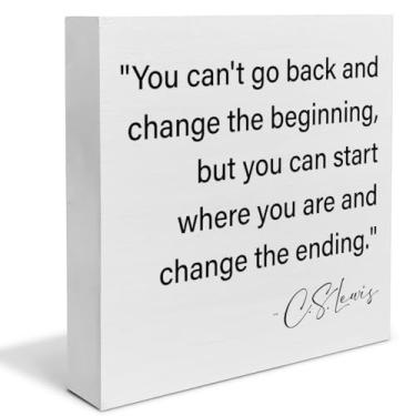 Imagem de Placa de caixa de madeira com citação inspiradora, decoração de escritório, presentes de incentivo, placa de bloco motivacional para casa, escritório, prateleira, mesa, decoração de parede