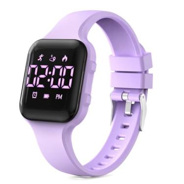 Imagem de Konewos Relógio infantil simples rastreador de fitness, relógio esportivo digital com contador de passos, relógio de pulso à prova d'água, com pedômetro, despertador, calendário para crianças, meninos