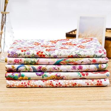 Imagem de 5 x quadrados de tecido estilo japonês, 20 x 25 cm, tecido de embrulho de algodão, pacotes de tecido acolchoado para costura de patchwork DIY