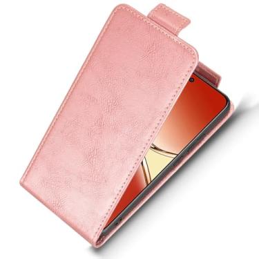 Imagem de LTLMYDAM Capa carteira para Honor Magic 8 Pro/8, capa flip de couro para cima e para baixo, compartimento para cartão, função de suporte, capa macia, rosa, 8