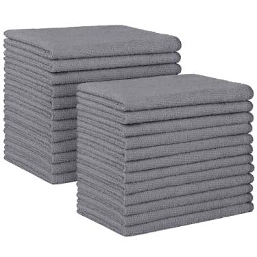 Imagem de HOMEXCEL Pano de limpeza de microfibra cinza, pacote com 24 panos de limpeza absorventes, sem fiapos, toalhas de limpeza sem riscos para carro, cozinha, casa, 30 x 28 cm