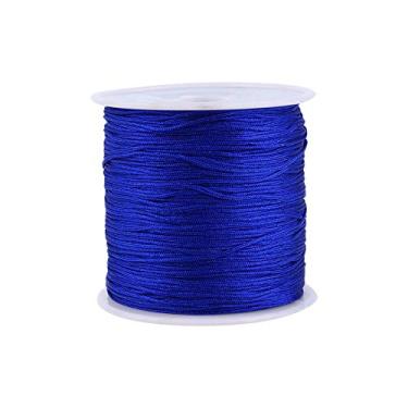 Imagem de aqxreight Suprimentos para Casa Suprimentos de tricô Cabo de nó Chinês 100m X 0.8mm Náilon Cabo de nó Chinês Rattail Macrame Shamballa Fio Corda Safira Azul