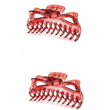 Imagem de Prettyou Grampos de cabelo grosso super grandes grampos de garra de plástico de cristal acessórios para mulheres, pacote com 2 (cabelo vermelho)