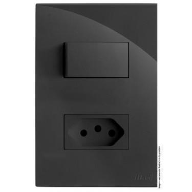 Imagem de Kit Interruptor Simples + Tomada 20A 4X2 Brg11253-4Gf - Blux Recta Gra