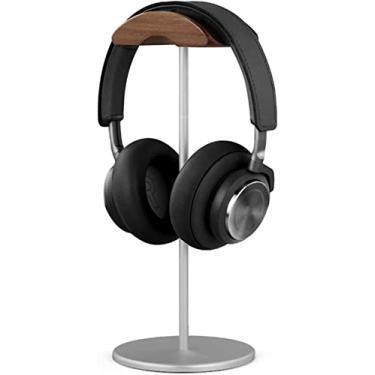 Imagem de Suporte de fone de ouvido de alumínio, suporte de madeira natural, monitor de mesa, suporte de fone de ouvido para jogos, suporte de fone de ouvido de nogueira preta