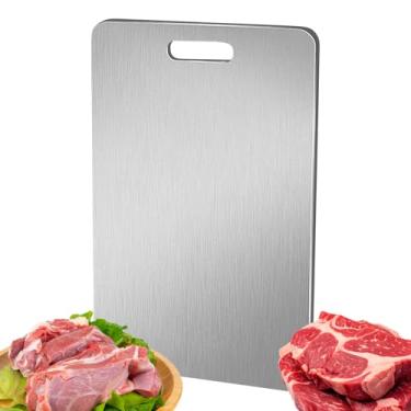 Imagem de Tábua de corte pequena de titânio – Tapete de corte de vegetais dupla face – Ferramenta de cozinha portátil para acampamento ao ar livre, piquenique, inauguração de casa, casamento, trailer