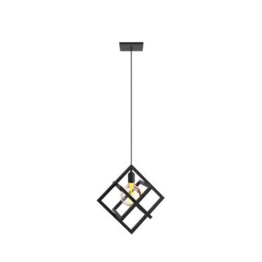 Imagem de Pendente Luminária Cubo Industrial Preto - Metalcromo