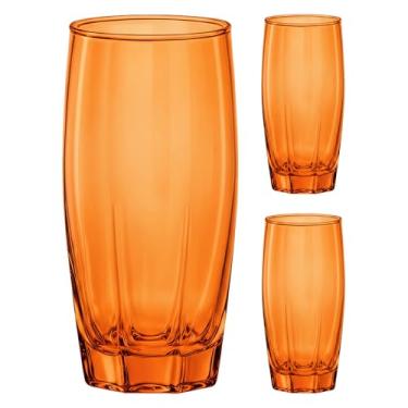 Imagem de Jogo 3 Copos de Vidro Flórida 365ml Redondo Água e Suco Cor: Laranja