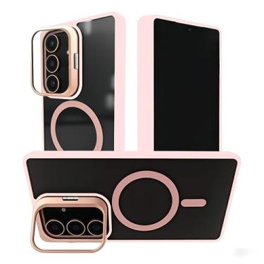 Imagem de Capa para Samsung Galaxy S25: suporte de lente invisível com proteção contra quedas, antiamarelamento, alta definição. Compatível com suporte magnético e carregamento sem fio ultrafino (rosa, S25)