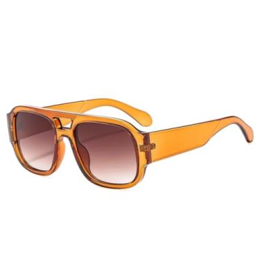 Imagem de HCPIHF Óculos de sol retrô com ponte dupla, masculino, fashion, feminino, punk, degradê (10)