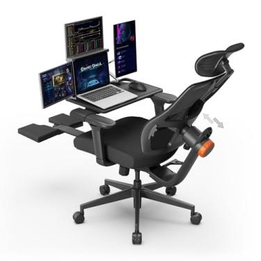 Imagem de Newtral Cadeira de escritório ergonômica, cadeira de mesa com encosto alto de malha ergonômica, cadeira de trabalho de computador, com apoio para os pés, suporte lombar adaptável