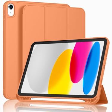 Imagem de ToaPoia Capa para iPad (A16) 11 polegadas 2025/iPad 10ª geração 10,9 polegadas 2022, capa protetora fina com suporte de três dobras com suporte para lápis e parte traseira de TPU macio, suporta