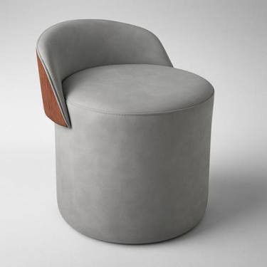 Imagem de Puff Encosto material sintético Suede Redondo Confortável Sala Moderno