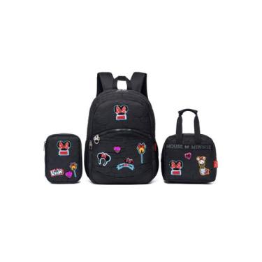Imagem de Kit Mochila Lancheira Estojo Infantil Minnie Escolar Disney