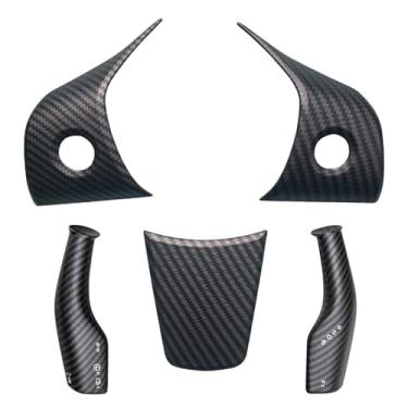 Imagem de Capa de acabamento de volante para Tesla Model 3/Y, para Tesla Model 3/Y Capa de mudança de marcha, compatível com Tesla 2017-2024 Modelo 3 Modelo Y, acessórios decorativos interiores (fibra de