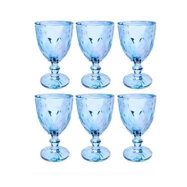 Imagem de Conjunto 6 Taças de Vidro Azul,Taças de Vinho, Taças de Água, Jogos de Copos e Taças Mistos 330ml