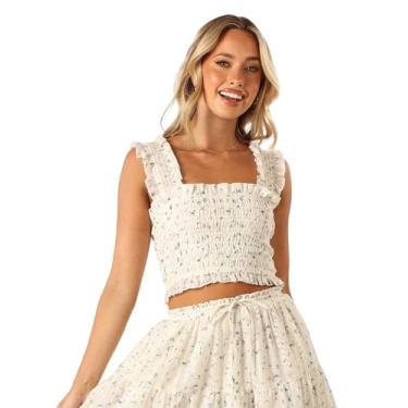 Imagem de Petal & Pup Blusa feminina Amberlyn sem mangas, floral azul, Floral azul, P