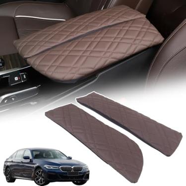 Imagem de Sekhyna Capa de apoio de braço para console central de carro compatível com BMW Série 5 G30 2018-2023, almofada de proteção de almofada de apoio de braço de espuma de memória de couro, 2 peças, capa