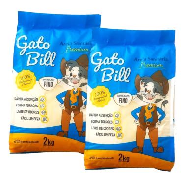 Imagem de Kit 2 Areias Higiênica Para Gatos - Gato Bill Premium Milho E Mandioca - 4kg - Fina