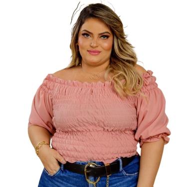 Imagem de BLUSA  PLUS SIZE DOLCE SEDUTTI CROPPED ELASTEX MARICOTA ROSE