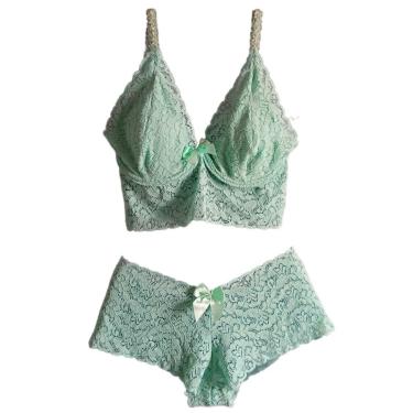 Imagem de CONJUNTO LINGERIE PLUS SIZE DOLCE SEDUTTI RENDA CROPPED MENTA