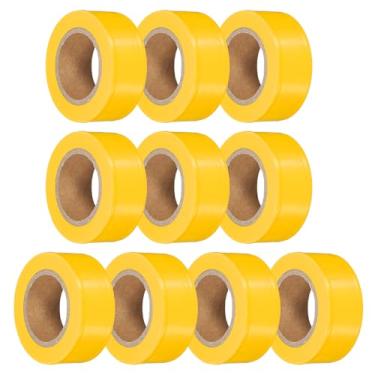 Imagem de PATIKIL Pacote com 10 fitas amarelas fluorescentes, 2,5 cm x 30,5 m, fita neon de PVC não adesiva, fita de rastreio para marcação de árvores, marcação de trilhas