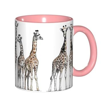 Imagem de Zeraoke Canecas de café criativas com estampa de girafas fofas, personalizadas, presente para a família, tamanho de 325 ml, unissex