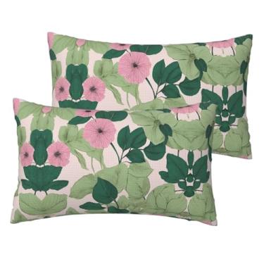 Imagem de Almofadas de lírio preto - Conjunto de 2 fronhas de linho de imitação macia, respiráveis e reversíveis para cama e sofá, decoração com zíper oculto