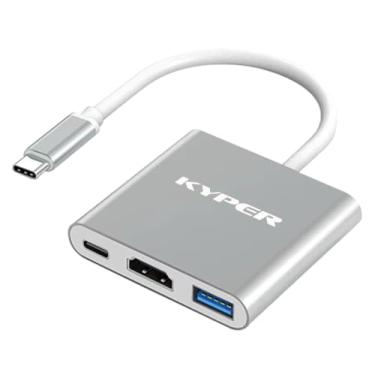 Imagem de Adaptador USB C para HDMI, adaptador HDMI 4K para USB-C 100W PD e conversor AV digital multiportas USB 3.0 (pacote com 1)