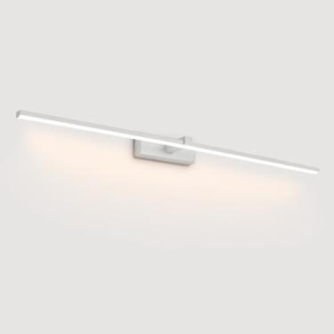 Imagem de Luminárias de banheiro com fiação elétrica, estilo minimalista moderno, para espelho, luz quente de 3000K, confortáveis para os olhos, arandelas para quarto, barra de luz LED em acrílico par