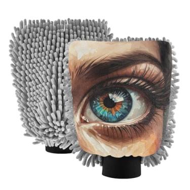 Imagem de STAYTOP Luvas de lavagem de carro Striking Eyes 2 peças, luvas de microfibra de chenille sem arranhões, panos de esponja de lavagem ultra absorventes para carros, limpeza doméstica - M