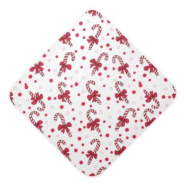 Imagem de Burbuja Toalha de banho para bebês Candy Cane - Toalha com capuz de musselina macia e absorvente para recém-nascidos, 76 x 76 cm