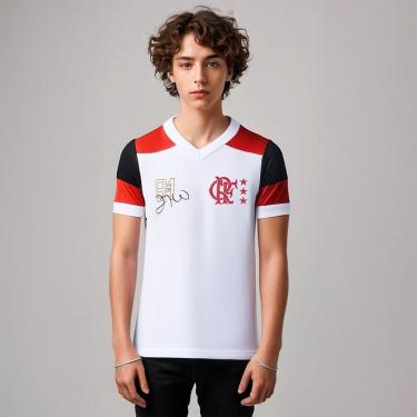 Imagem de Camisa Flamengo Retrô Zico nº10 Mundial 1981 Dry Infantil Juvenil Branca-Unissex