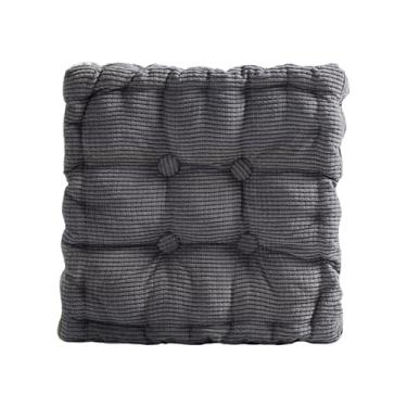 Imagem de Ｂｅｓｇａ Almofada de assento em formato de biscoito, almofada de chão quadrada, macia e confortável para meditação, ideal para decoração de escritório, quarto, Cinza Escuro