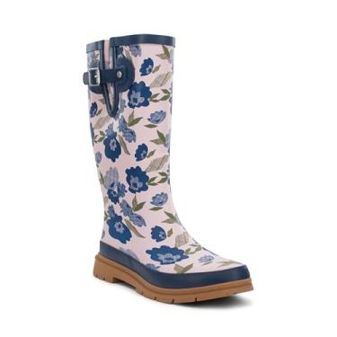 Imagem de Western Chief Bota de chuva feminina alta impermeável para jardim ao ar livre, Flores ousadas, 41