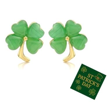 Imagem de Brincos femininos de Dia de São Patrício, verde, strass, folhas, trevo, brincos irlandeses para mulheres, presentes de Dia de São Patrício, joias verdes festivas para acessórios de festa, Large, Zinco
