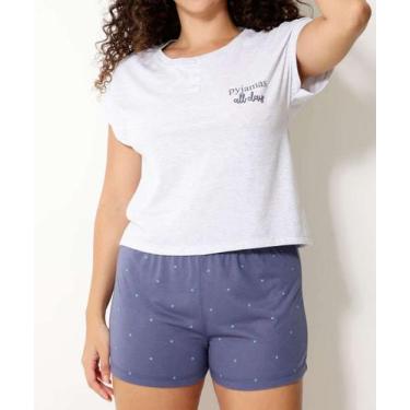 Imagem de Pijama Feminino Estampa Frase Manga Curta Marisa-96530, Cinza, M