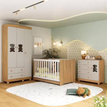 Imagem de Quarto de Bebê Completo com Berço Americano 3 em 1 Fofura Multimóveis 