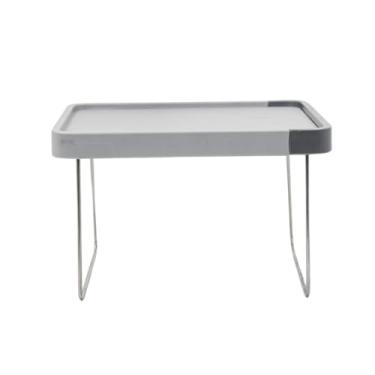 Imagem de Organizador de Armário Expansível Dobrável, Plástico e Metal, 16,2x21,5x40,5cm, Mesa Portátil para Cozinha, Viagem e Acampamento, Cinza
