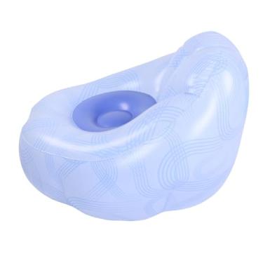 Imagem de aqxreight Espreguiçadeira Inflável Portátil, sofá de Ar Ergonômico para Acampamento Doméstico, Padrão de Linha Azul